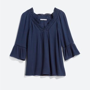 Daniel Rainn Stitch Fix Navy Blue Cory Scallop Eyelet Blouse S